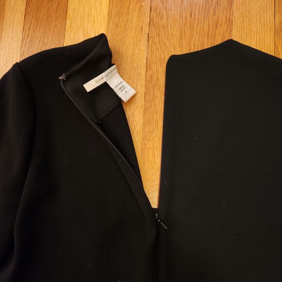 Diane Von Furstenberg DVF Chic Hazina Shift Dress U-Neck, Bell Cuffs, Black Sz 6 - Picture 7 of 10